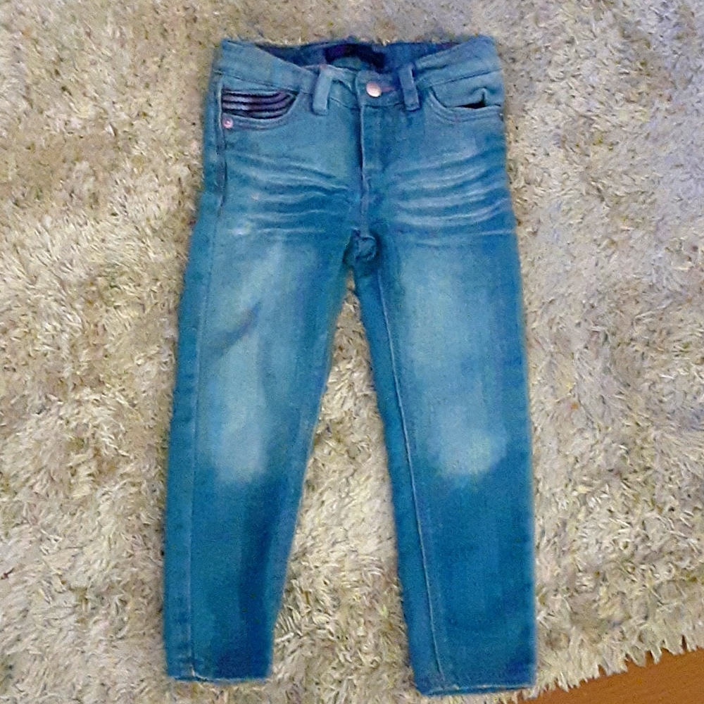 Levi's denim leggings with sparkly trim front & back pockets stretch size 4 EUC…